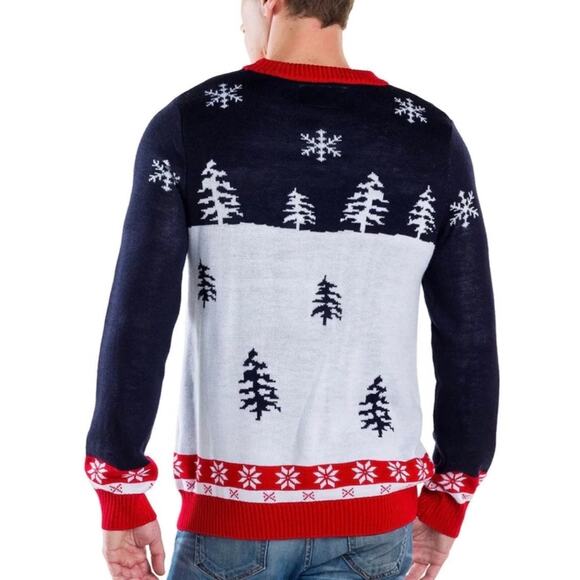 TIPSY ELVES Santa Yellow Snow Ugly Christmas Sweater Medium M - Picture 2 of 10